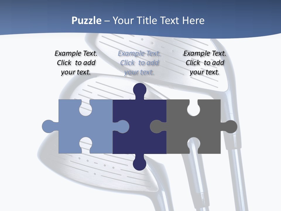 A Group Of Golf Clubs On A Blue And White Background PowerPoint Template