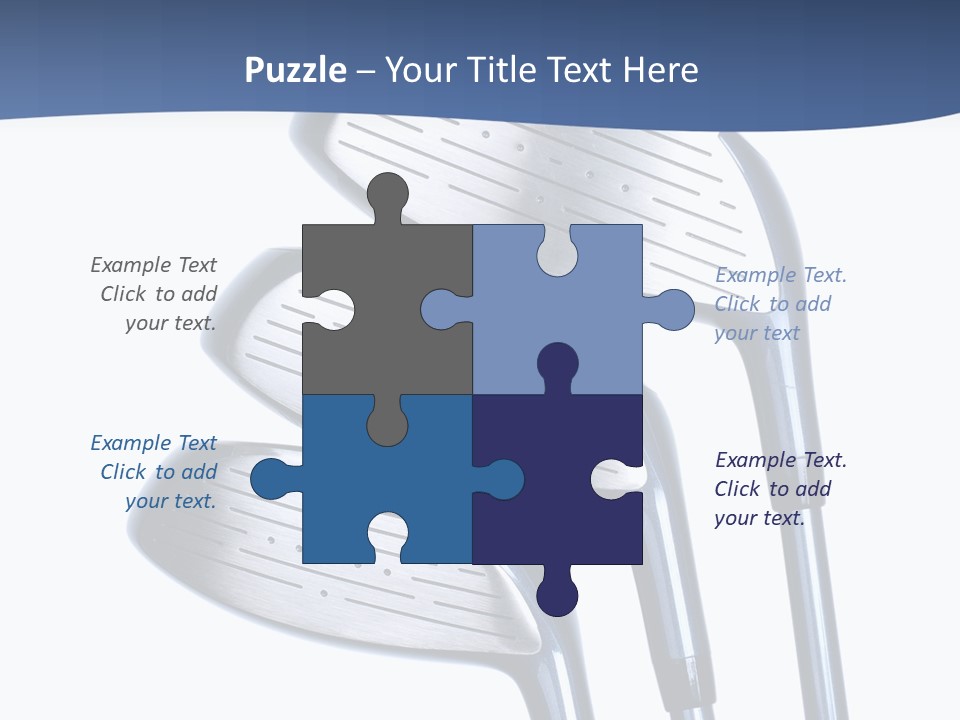 A Group Of Golf Clubs On A Blue And White Background PowerPoint Template