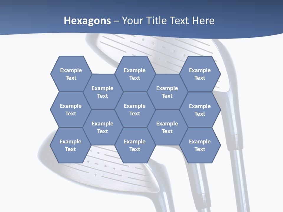 A Group Of Golf Clubs On A Blue And White Background PowerPoint Template