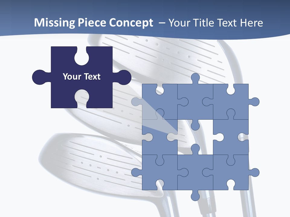 A Group Of Golf Clubs On A Blue And White Background PowerPoint Template