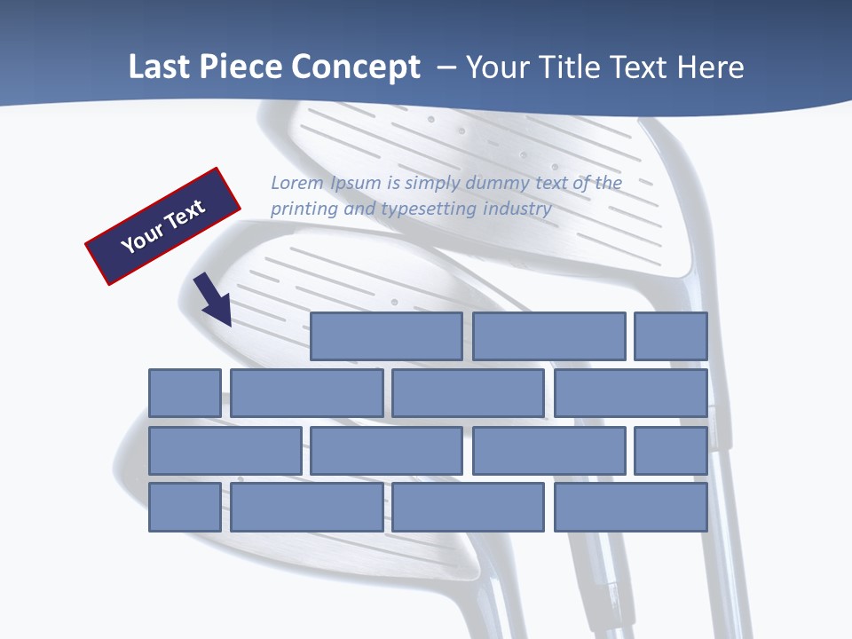 A Group Of Golf Clubs On A Blue And White Background PowerPoint Template
