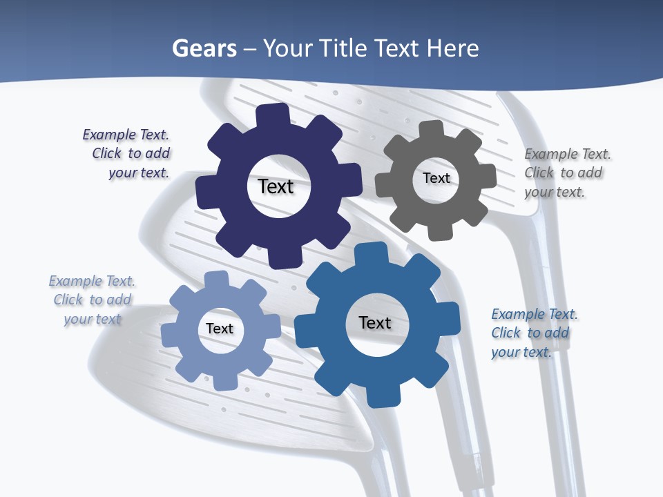 A Group Of Golf Clubs On A Blue And White Background PowerPoint Template