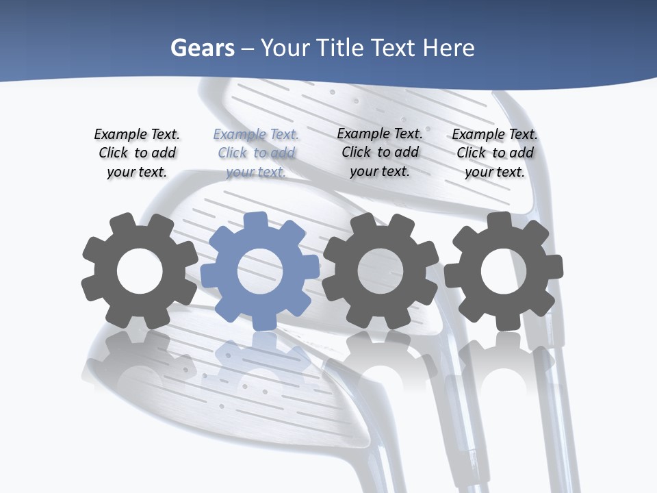 A Group Of Golf Clubs On A Blue And White Background PowerPoint Template