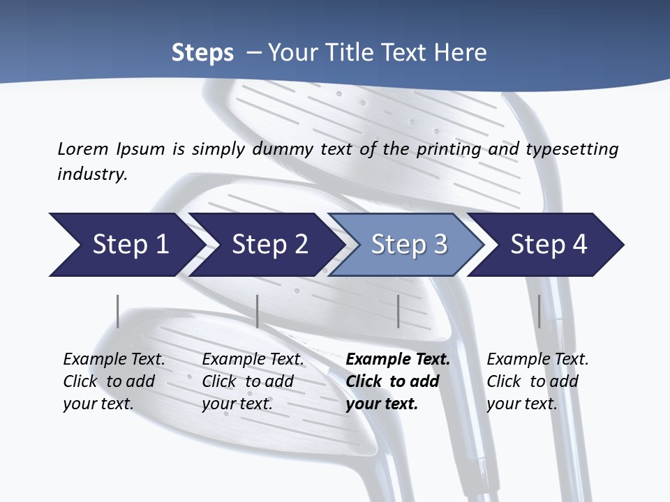 A Group Of Golf Clubs On A Blue And White Background PowerPoint Template