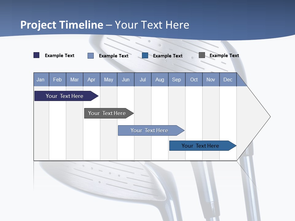 A Group Of Golf Clubs On A Blue And White Background PowerPoint Template