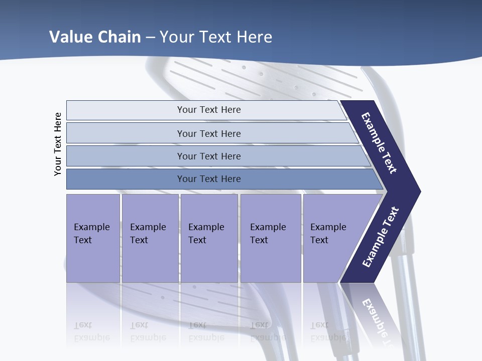 A Group Of Golf Clubs On A Blue And White Background PowerPoint Template