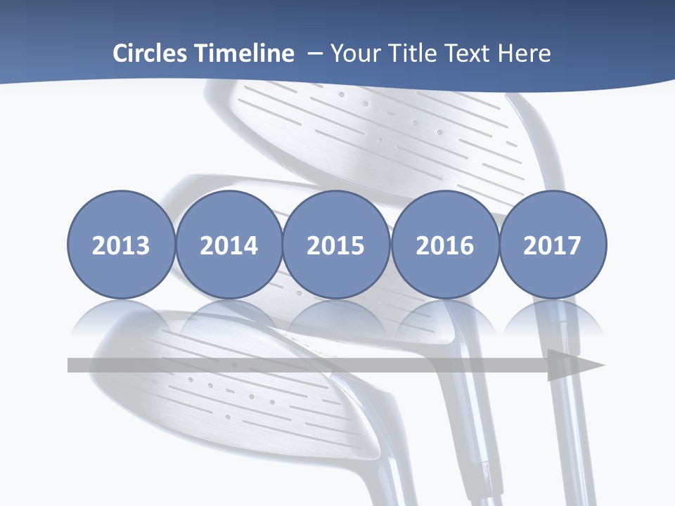 A Group Of Golf Clubs On A Blue And White Background PowerPoint Template