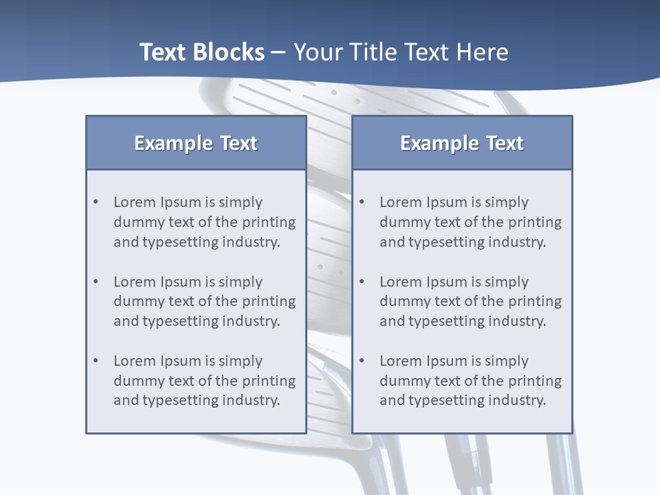 A Group Of Golf Clubs On A Blue And White Background PowerPoint Template