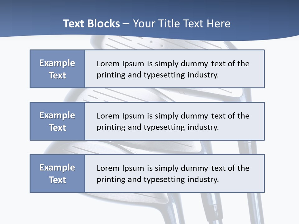 A Group Of Golf Clubs On A Blue And White Background PowerPoint Template