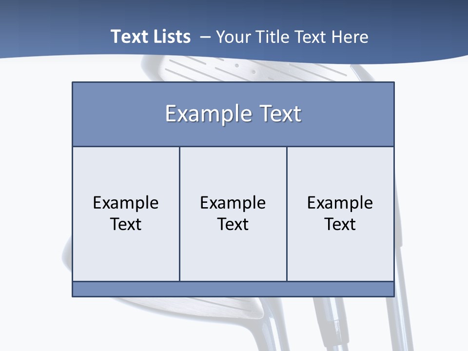 A Group Of Golf Clubs On A Blue And White Background PowerPoint Template