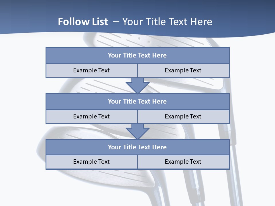 A Group Of Golf Clubs On A Blue And White Background PowerPoint Template
