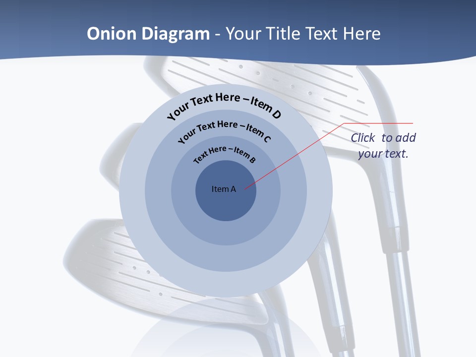 A Group Of Golf Clubs On A Blue And White Background PowerPoint Template