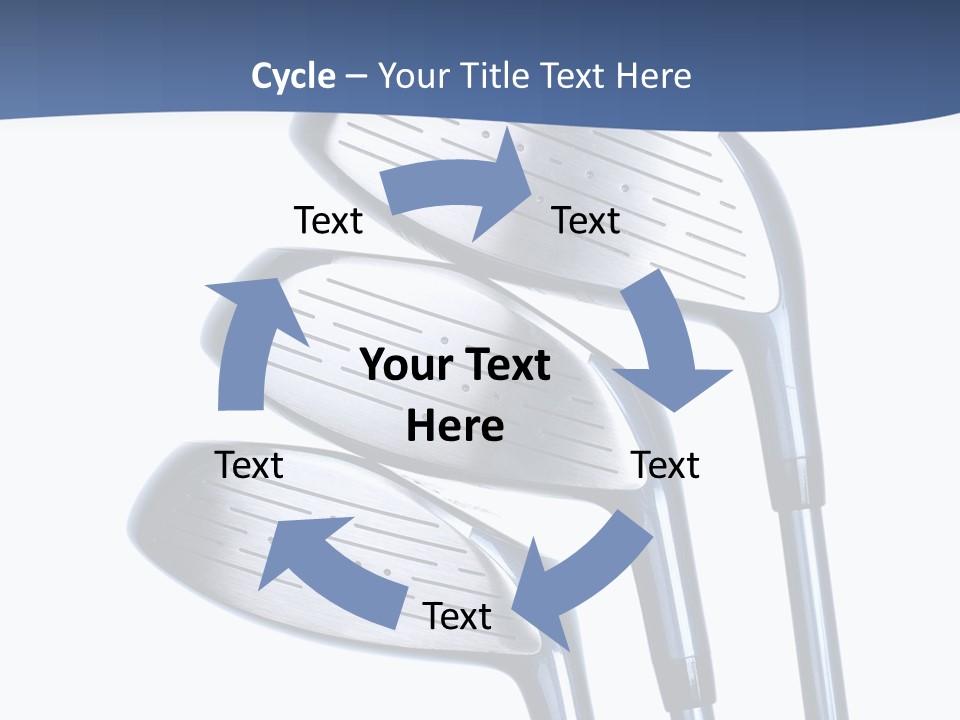 A Group Of Golf Clubs On A Blue And White Background PowerPoint Template