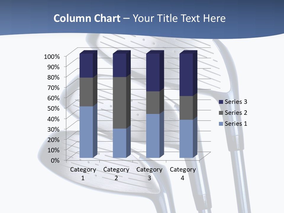 A Group Of Golf Clubs On A Blue And White Background PowerPoint Template