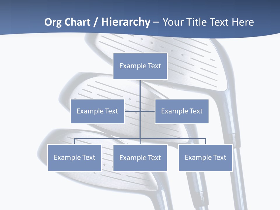 A Group Of Golf Clubs On A Blue And White Background PowerPoint Template