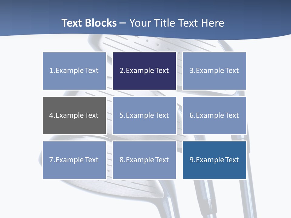 A Group Of Golf Clubs On A Blue And White Background PowerPoint Template