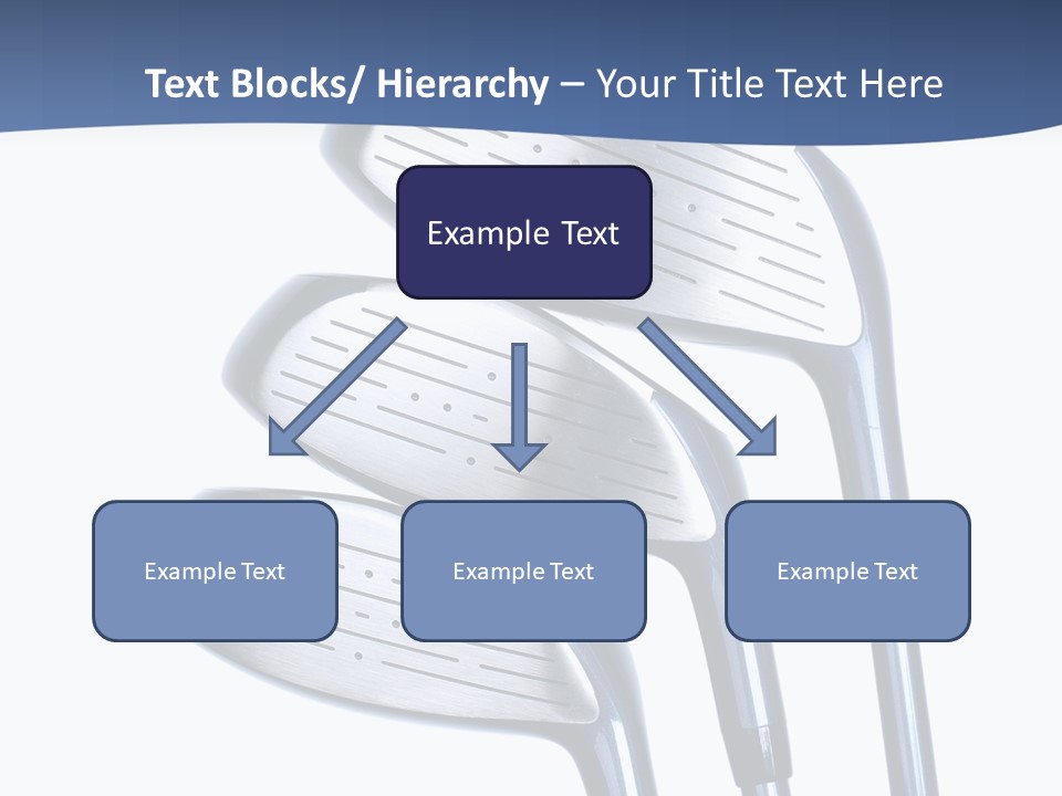 A Group Of Golf Clubs On A Blue And White Background PowerPoint Template