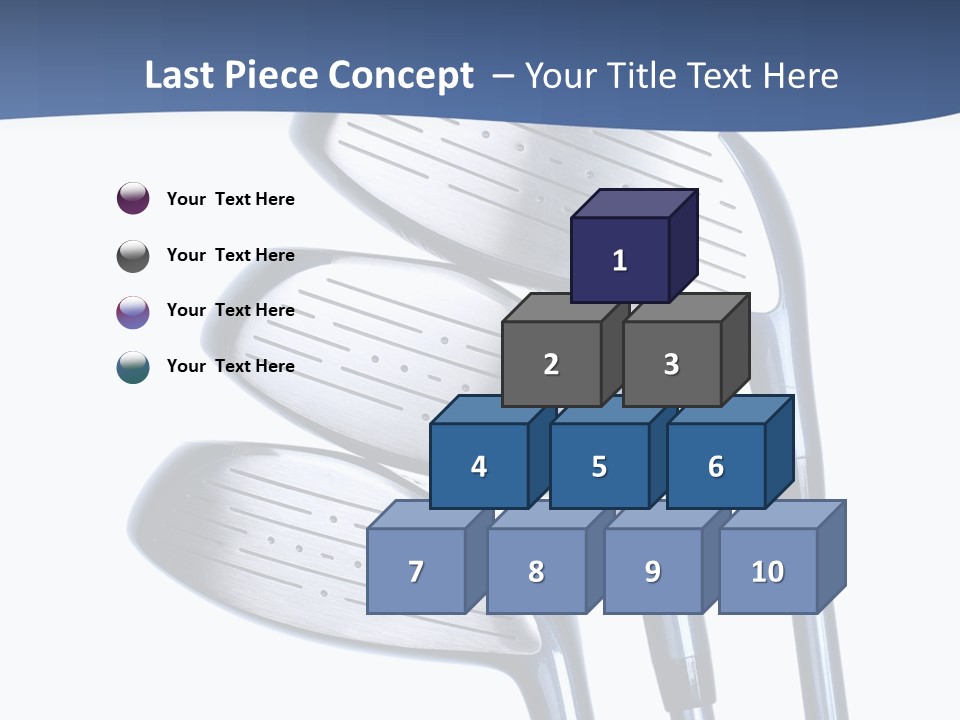 A Group Of Golf Clubs On A Blue And White Background PowerPoint Template