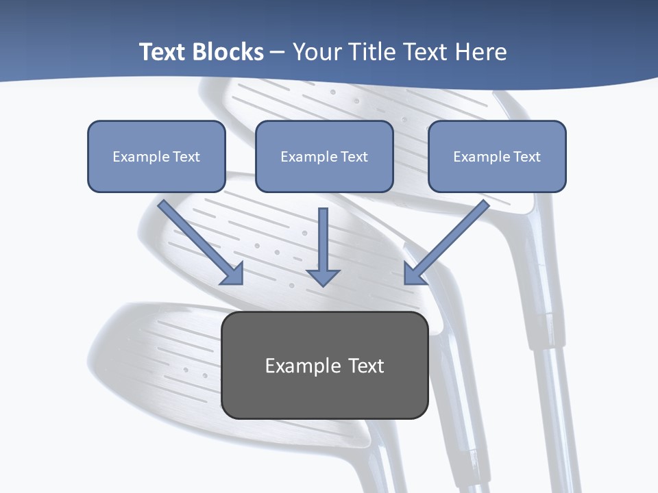 A Group Of Golf Clubs On A Blue And White Background PowerPoint Template