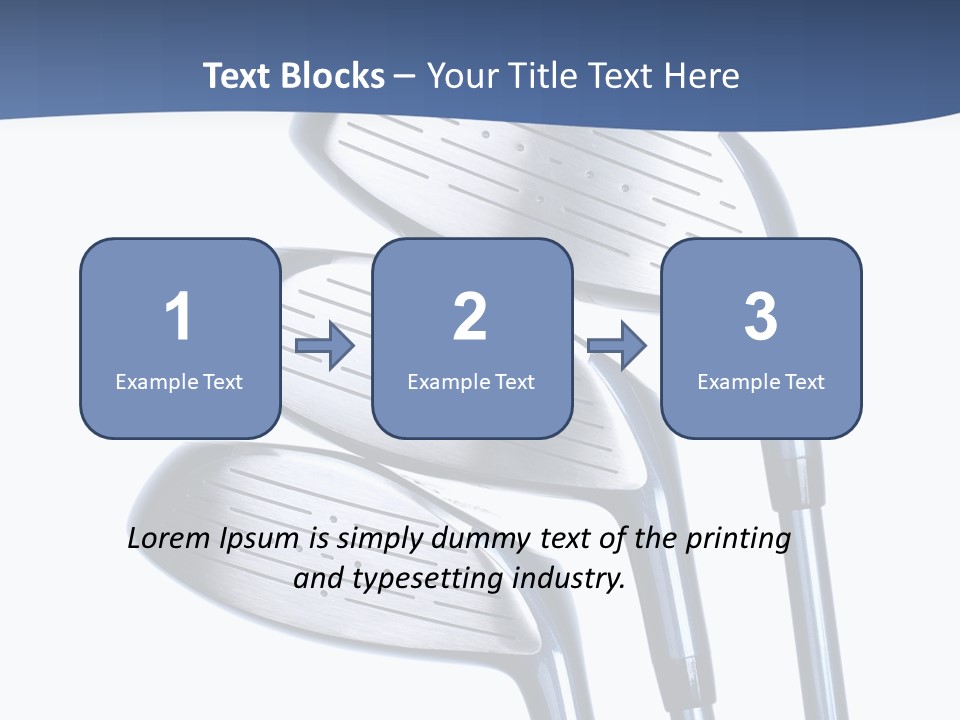 A Group Of Golf Clubs On A Blue And White Background PowerPoint Template