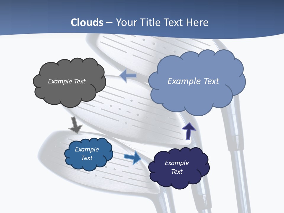 A Group Of Golf Clubs On A Blue And White Background PowerPoint Template