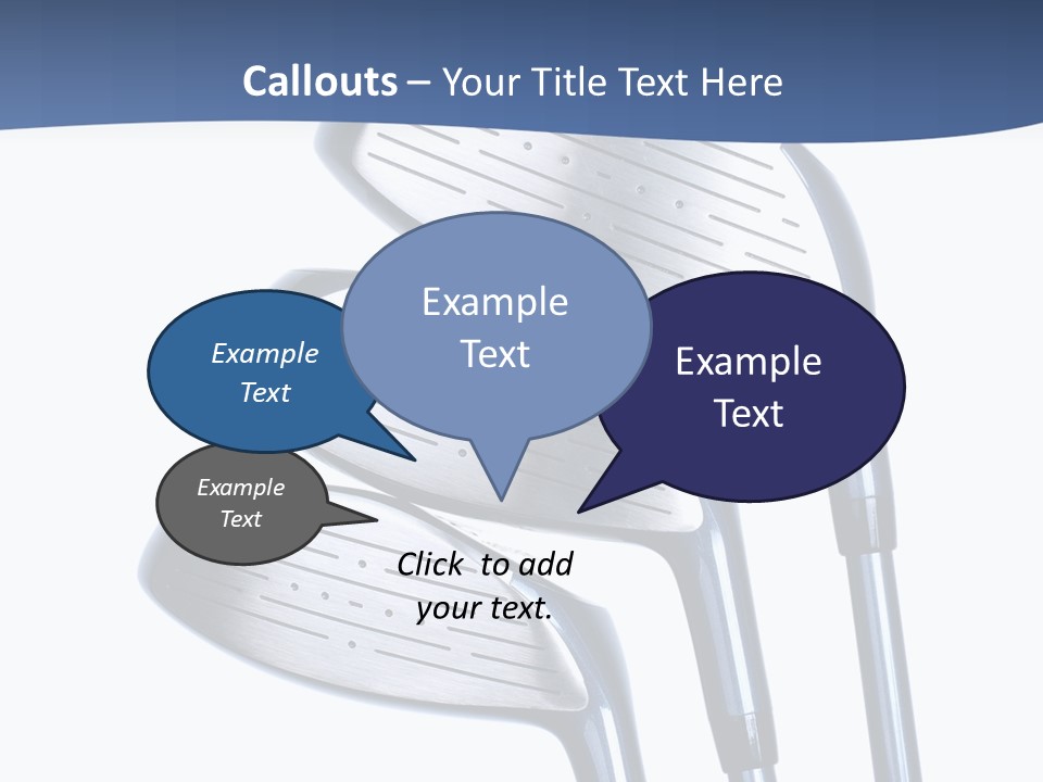 A Group Of Golf Clubs On A Blue And White Background PowerPoint Template