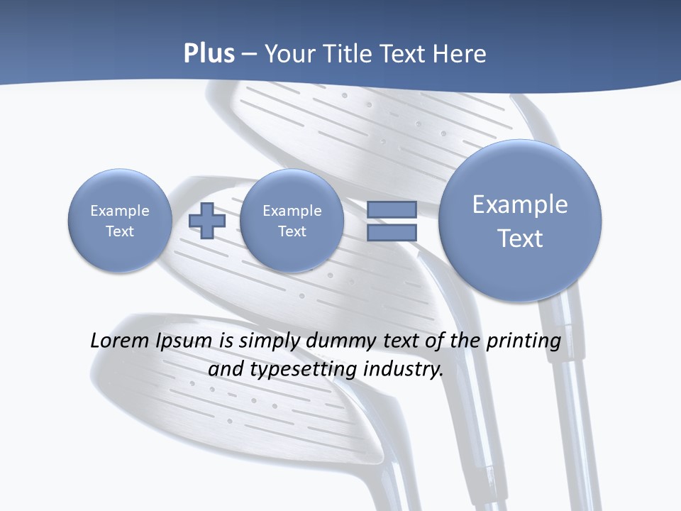A Group Of Golf Clubs On A Blue And White Background PowerPoint Template