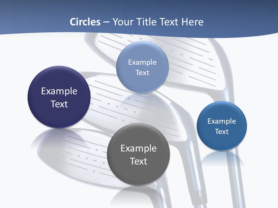 A Group Of Golf Clubs On A Blue And White Background PowerPoint Template