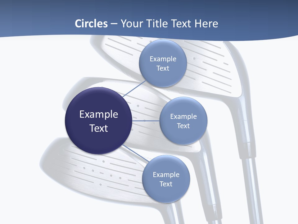 A Group Of Golf Clubs On A Blue And White Background PowerPoint Template