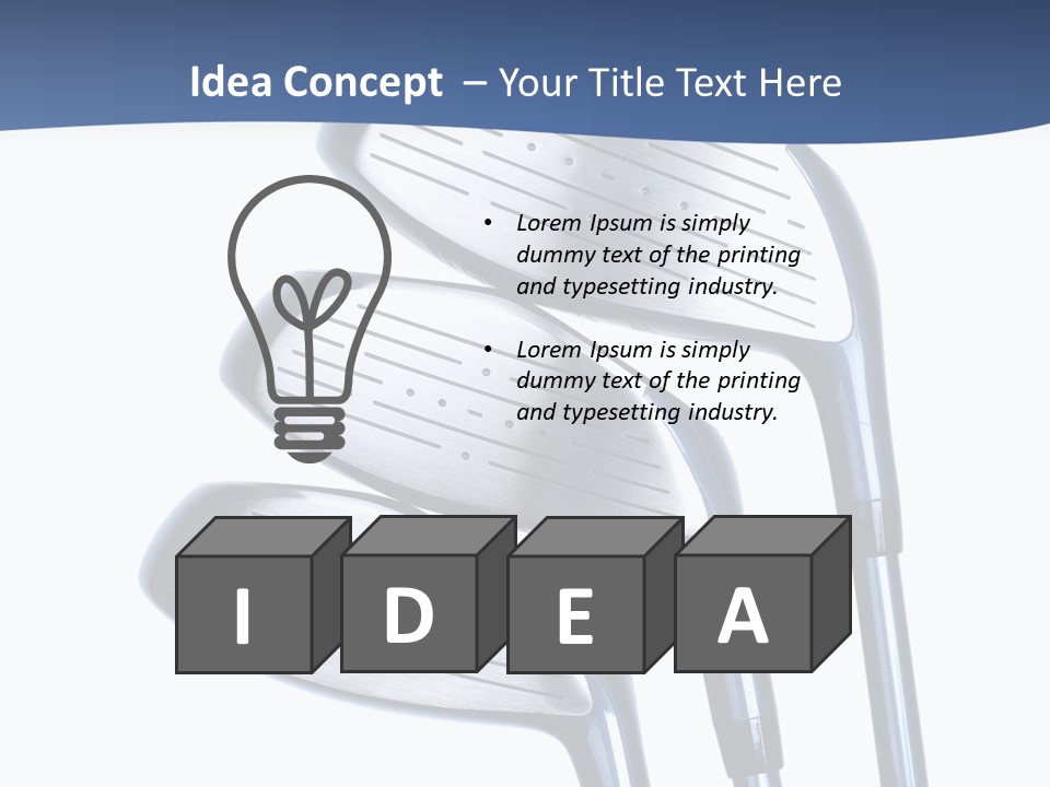 A Group Of Golf Clubs On A Blue And White Background PowerPoint Template