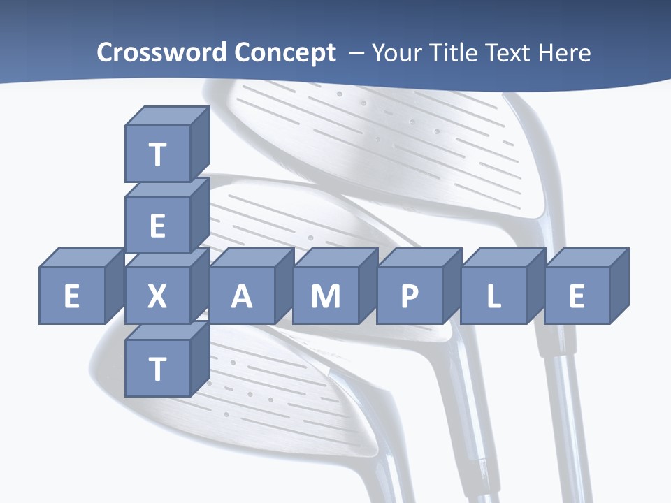 A Group Of Golf Clubs On A Blue And White Background PowerPoint Template