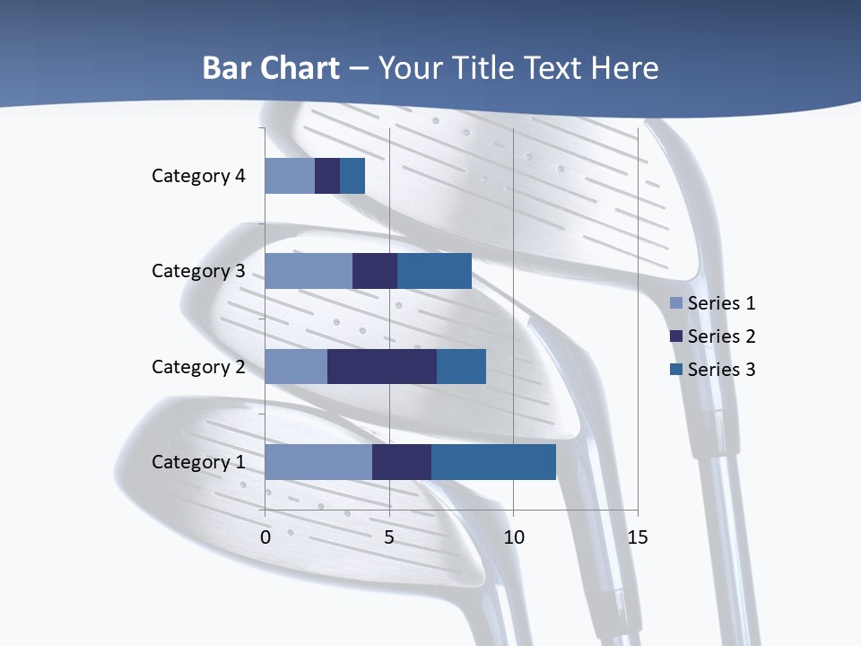 A Group Of Golf Clubs On A Blue And White Background PowerPoint Template