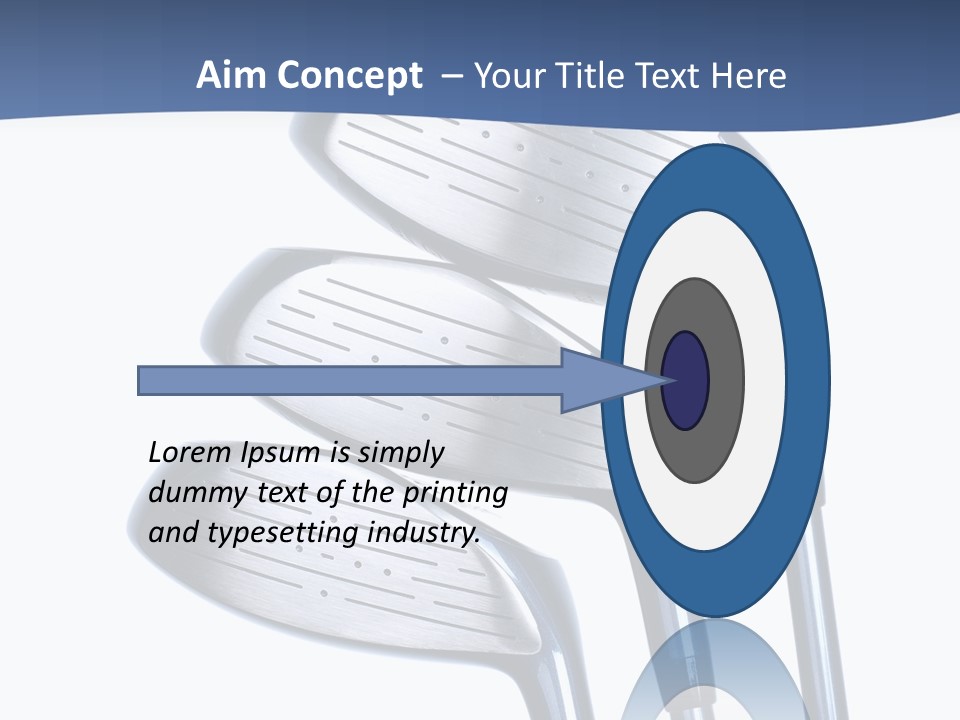 A Group Of Golf Clubs On A Blue And White Background PowerPoint Template