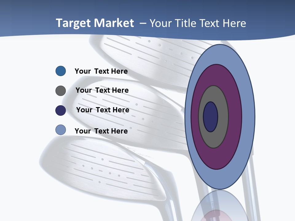 A Group Of Golf Clubs On A Blue And White Background PowerPoint Template
