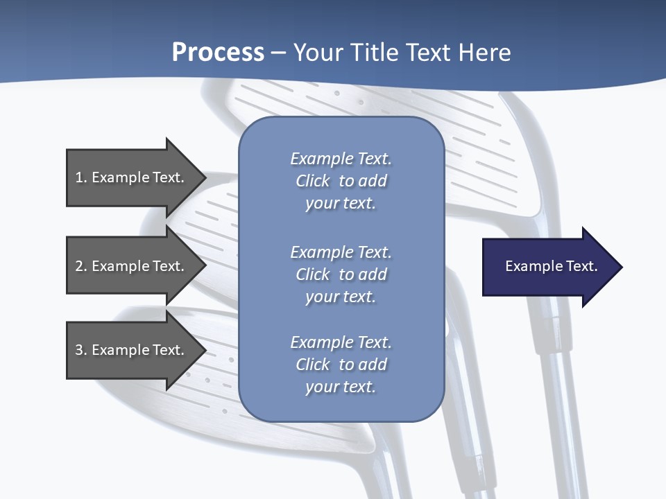 A Group Of Golf Clubs On A Blue And White Background PowerPoint Template
