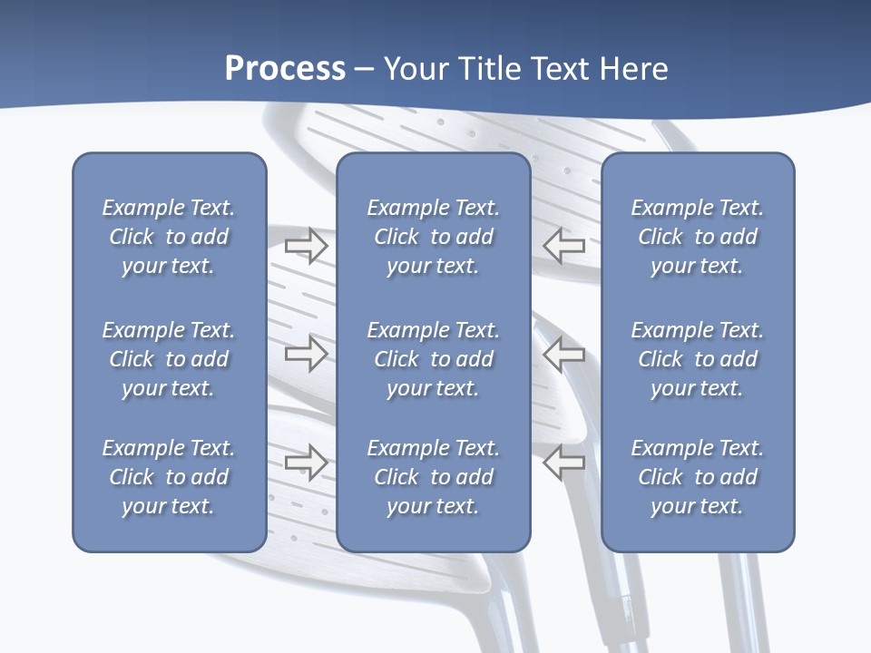 A Group Of Golf Clubs On A Blue And White Background PowerPoint Template