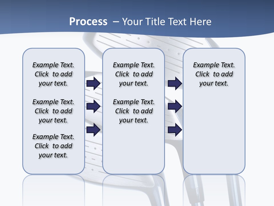 A Group Of Golf Clubs On A Blue And White Background PowerPoint Template