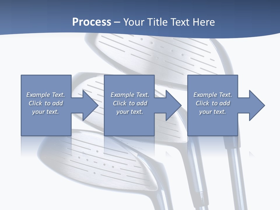 A Group Of Golf Clubs On A Blue And White Background PowerPoint Template