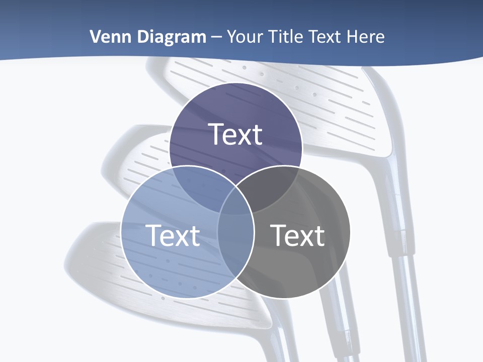 A Group Of Golf Clubs On A Blue And White Background PowerPoint Template