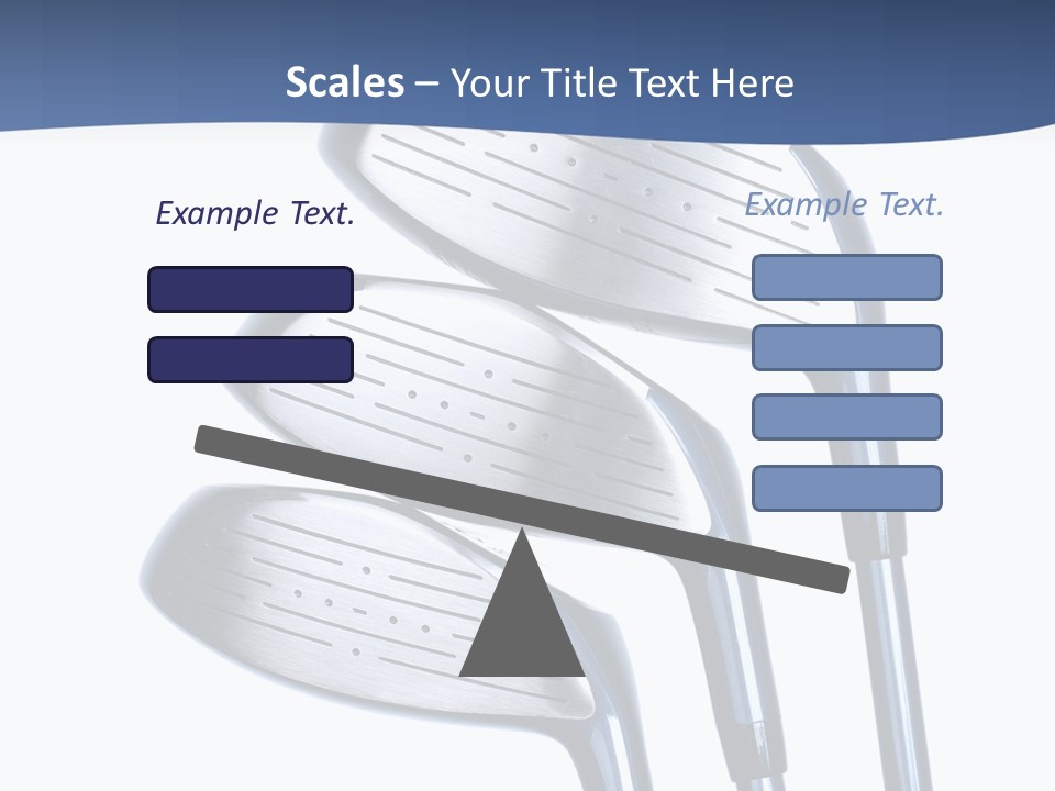 A Group Of Golf Clubs On A Blue And White Background PowerPoint Template