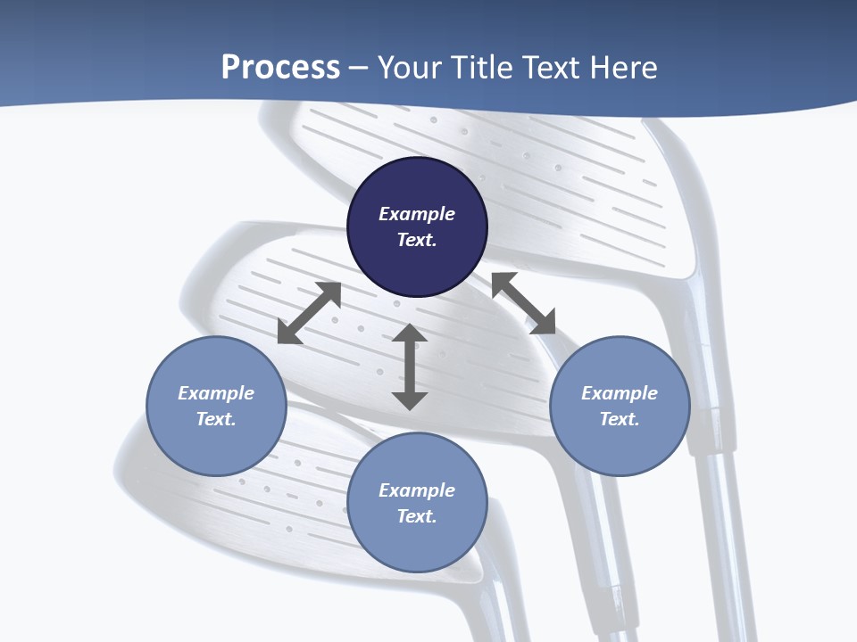 A Group Of Golf Clubs On A Blue And White Background PowerPoint Template