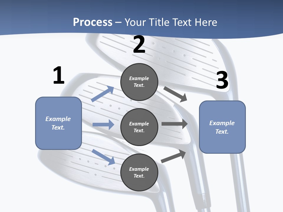A Group Of Golf Clubs On A Blue And White Background PowerPoint Template