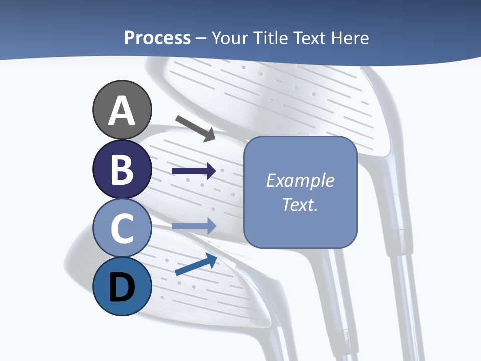 A Group Of Golf Clubs On A Blue And White Background PowerPoint Template