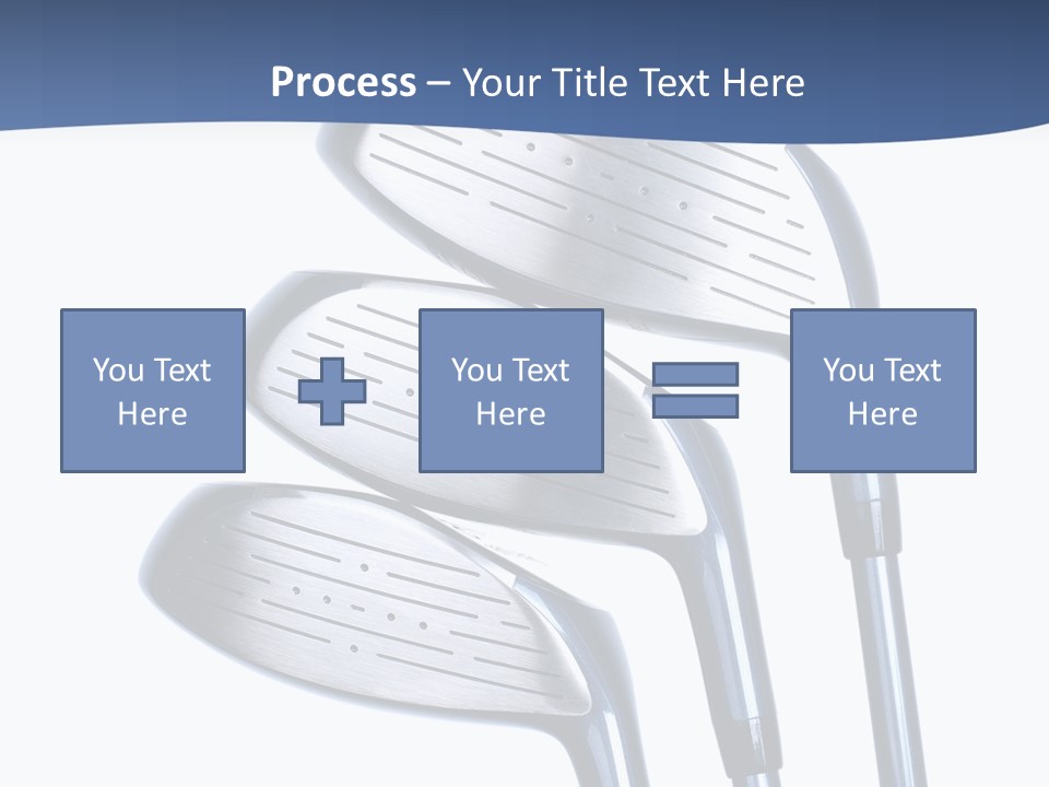 A Group Of Golf Clubs On A Blue And White Background PowerPoint Template
