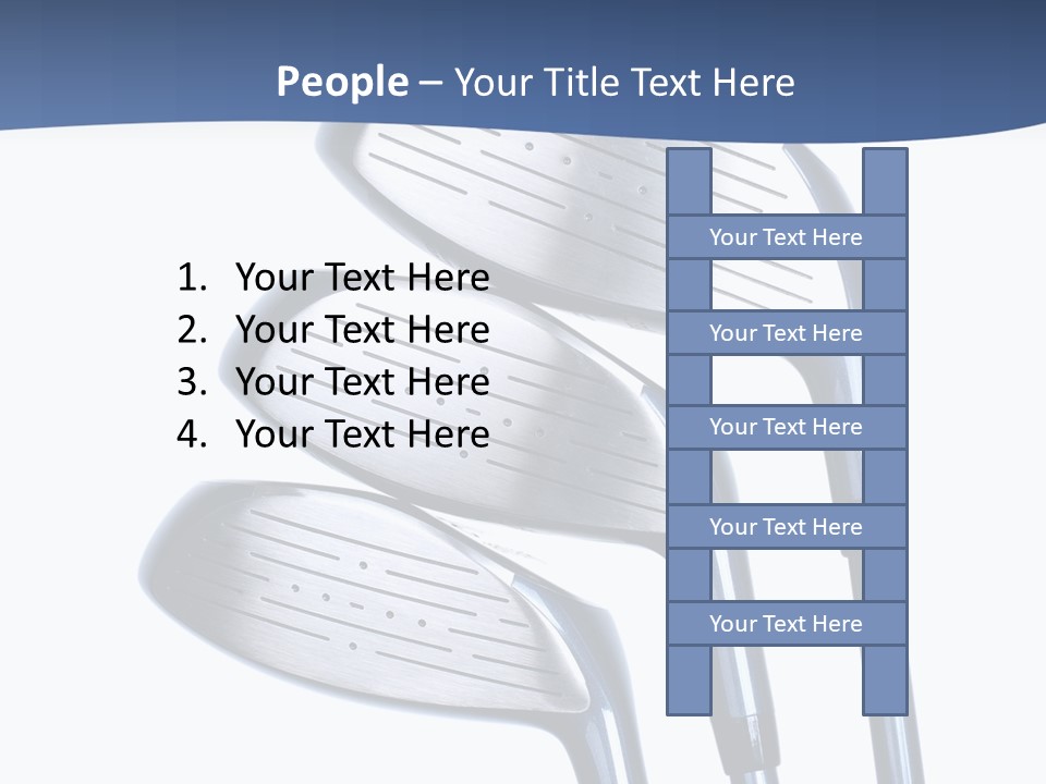A Group Of Golf Clubs On A Blue And White Background PowerPoint Template