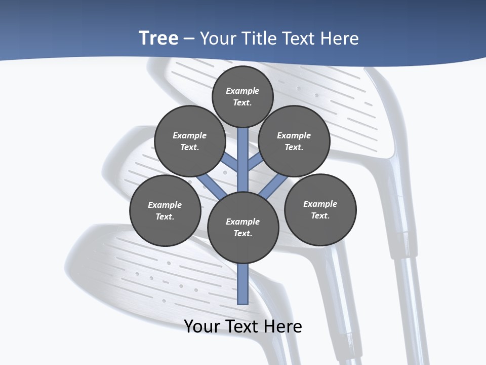 A Group Of Golf Clubs On A Blue And White Background PowerPoint Template