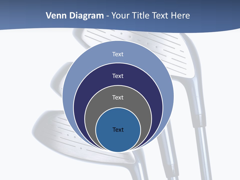 A Group Of Golf Clubs On A Blue And White Background PowerPoint Template