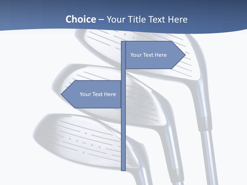 A Group Of Golf Clubs On A Blue And White Background PowerPoint Template