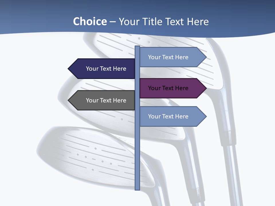 A Group Of Golf Clubs On A Blue And White Background PowerPoint Template