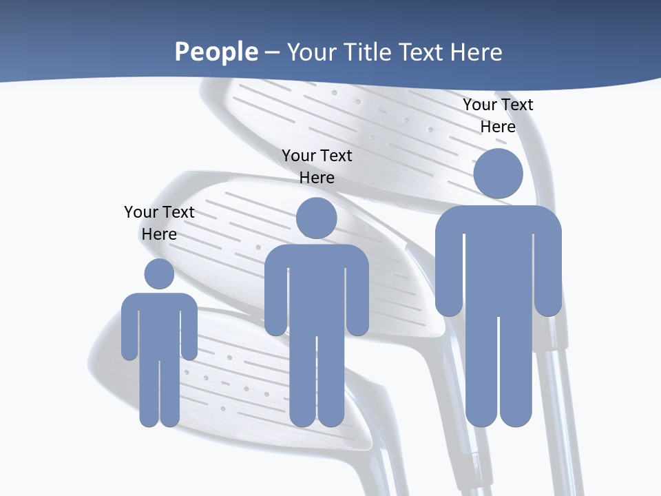 A Group Of Golf Clubs On A Blue And White Background PowerPoint Template